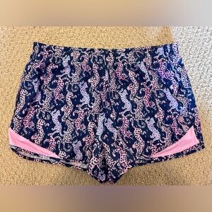 Lilly Pulitzer Pink and Blue Leopard Print Athletic Shorts Size M